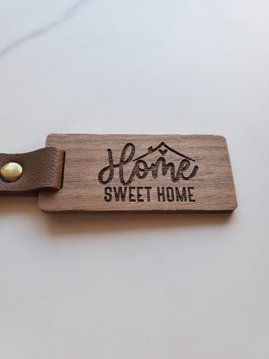 Home Sweet Home Engraved Rectangular Keychain Style A