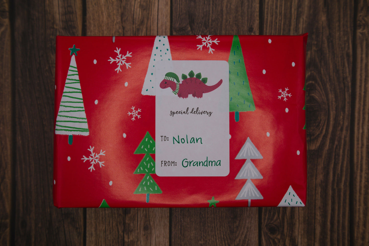 Dinosaur Christmas Labels