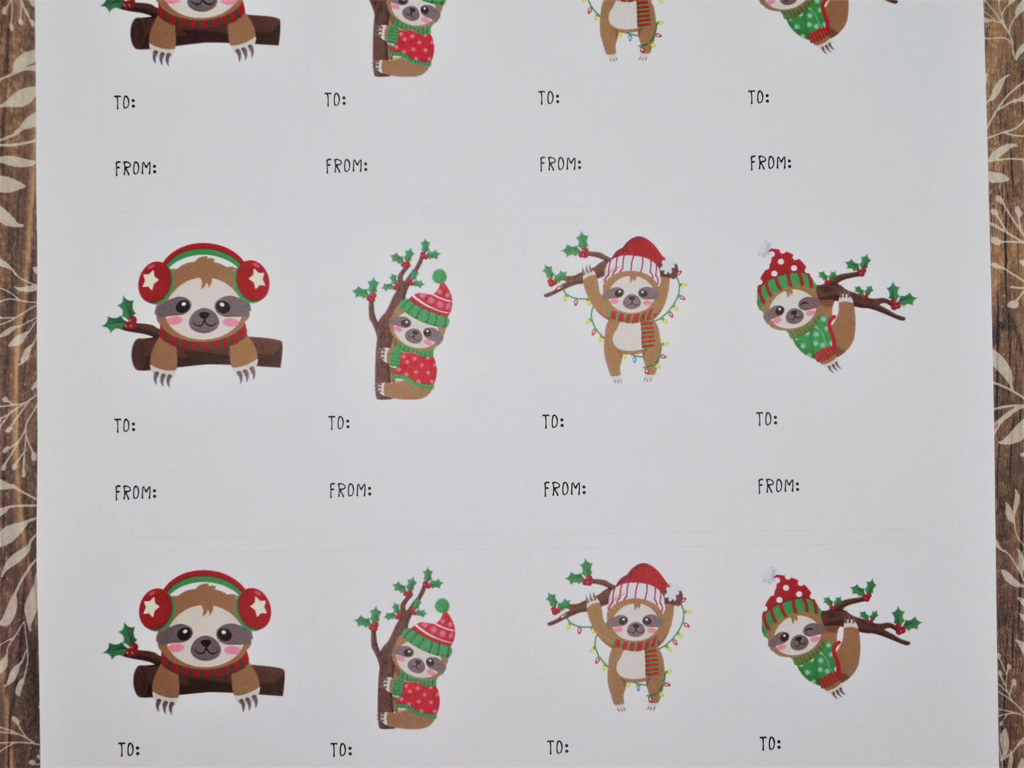 Sloths Christmas To From Stickers l Holiday Gift Tags l Sloths Gift Recipient Labels