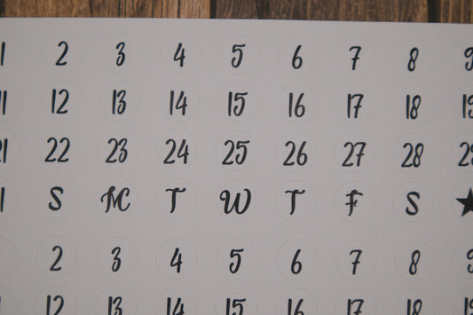 Date Planner Round Stickers Style A