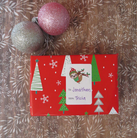 Sloths Christmas To From Stickers l Holiday Gift Tags l Sloths Gift Recipient Labels
