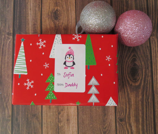 Penguins Christmas To From Stickers l Holiday Gift Tags l Penguins Gift Recipient Labels