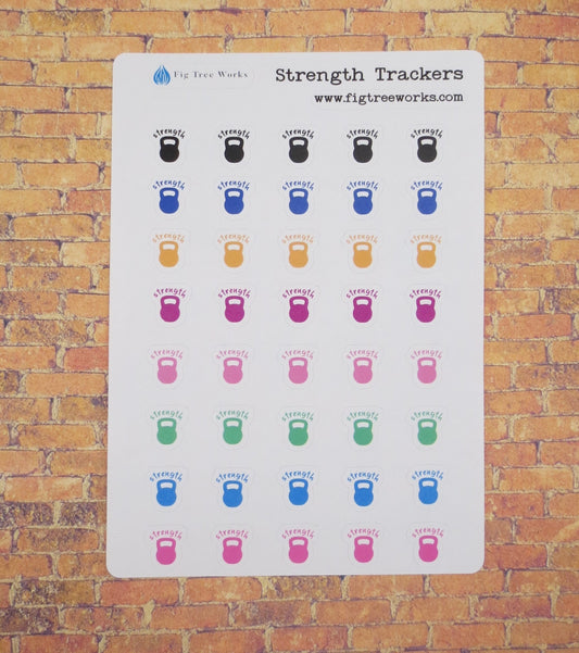 Kettlebell Planner Stickers | Strength Workout Tracker Sheet, Kiss Cut, Matte Finish