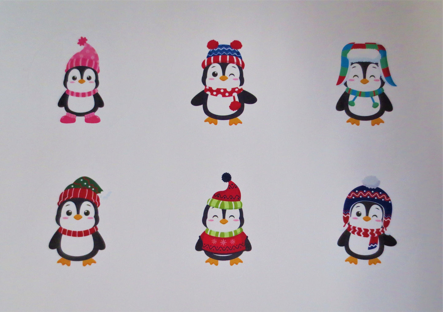 Penguin Christmas Round Stickers, Christmas Holiday Card Envelope Seals, Holiday Party Favor Stickers, Penguin 2" Circle Gift Tags