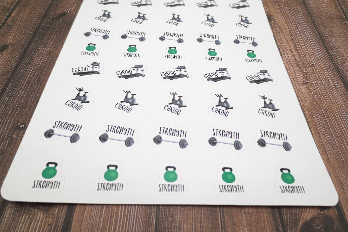Fitness Exercise Planner Stickers | Strength Workout Tracker Sheet l Cardio Workout Tracker Sheet, Kiss Cut, Matte Finish