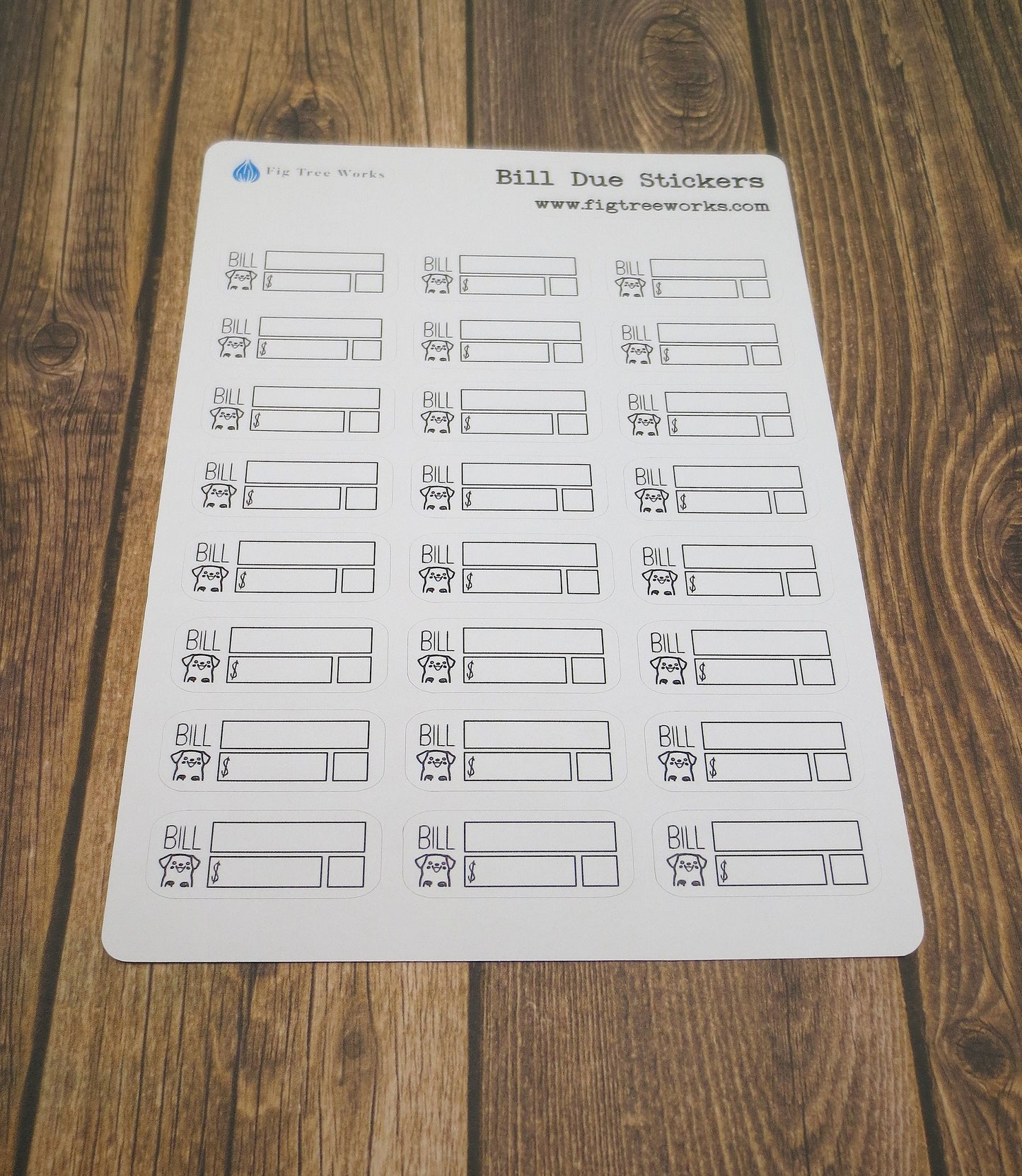 Bill Due Stickers | Payment Bill Reminder Sticker Sheet | Kiss Cut, Matte Finish | Dog Design