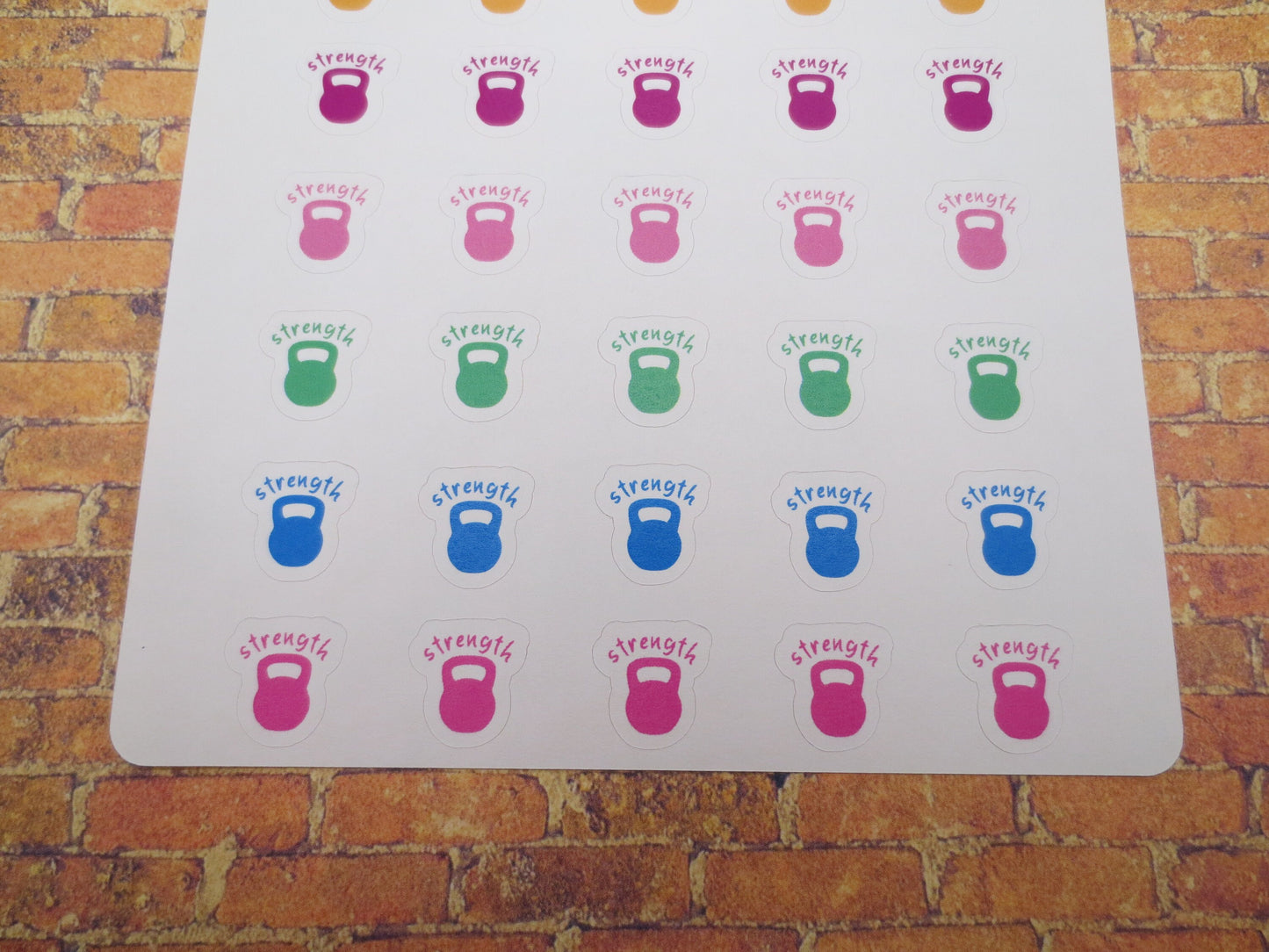 Kettlebell Planner Stickers | Strength Workout Tracker Sheet, Kiss Cut, Matte Finish