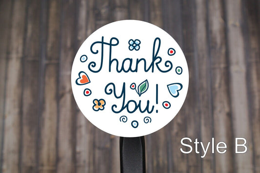 Floral Thank You Round Stickers, Envelope Seals, Gift Wrap Stickers, 2" Circle Stickers