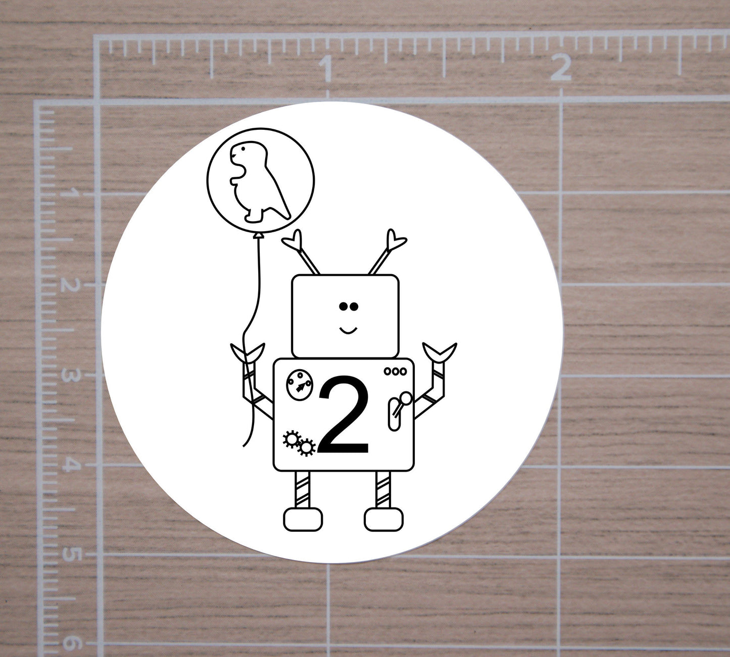 Birthday Robot with Age Round Stickers, Envelope Seals, Gift Wrap Stickers, 2" Circle Stickers