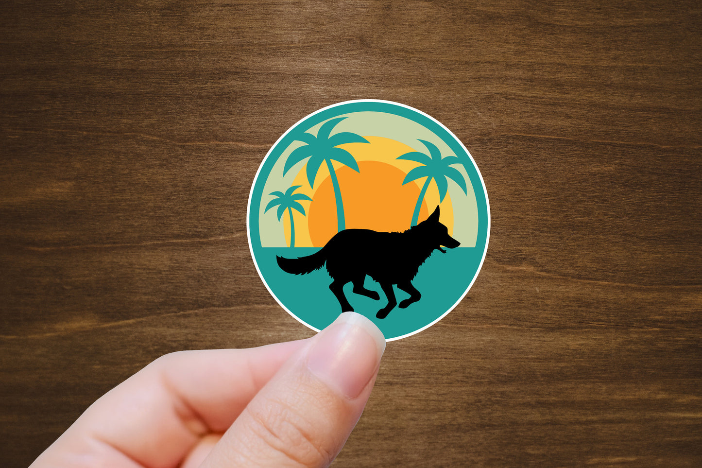 German Shepherd Running Sunset Background Sticker | Die Cut, Glossy, Vinyl | GSD Sticker