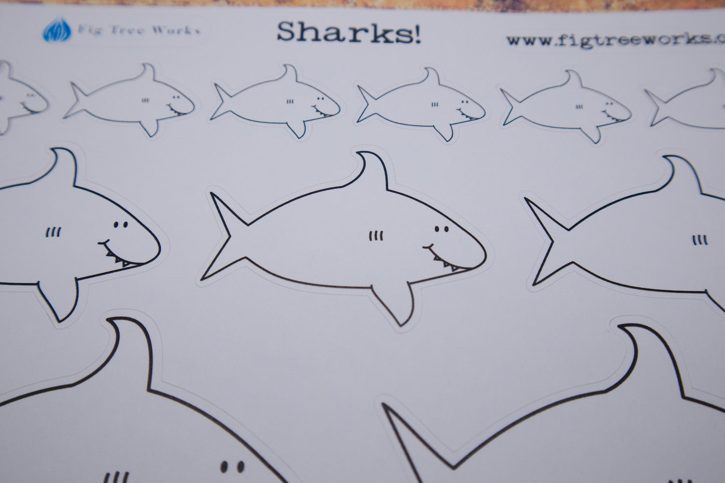 Shark Planner Stickers | Happy Shark Sticker Sheet, Kiss Cut, Matte Finish | Planner Decoration