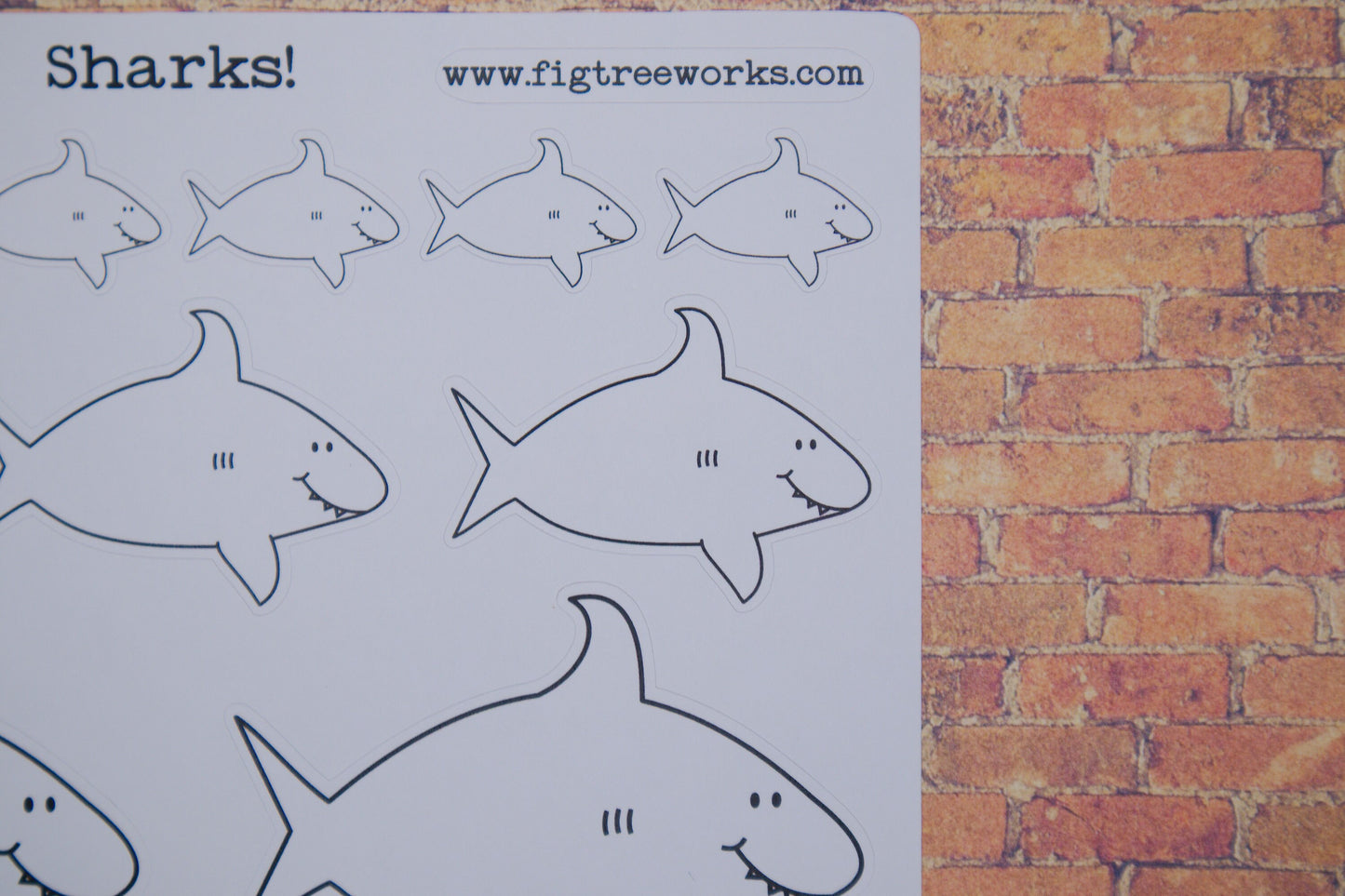 Shark Planner Stickers | Happy Shark Sticker Sheet, Kiss Cut, Matte Finish | Planner Decoration