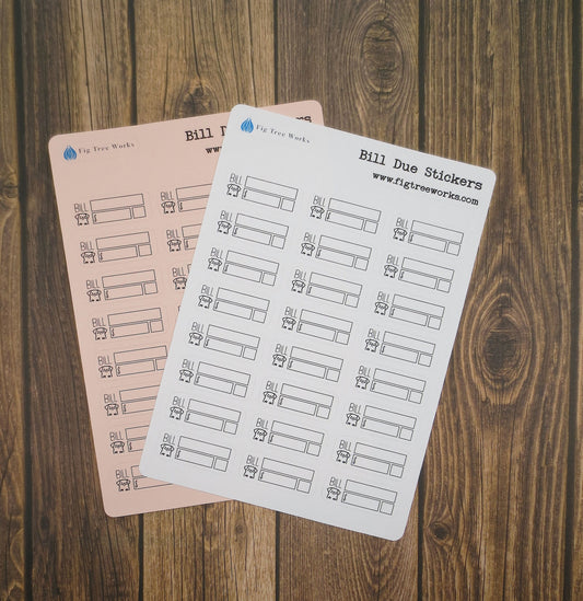 Bill Due Stickers | Payment Bill Reminder Sticker Sheet | Kiss Cut, Matte Finish | Dog Design