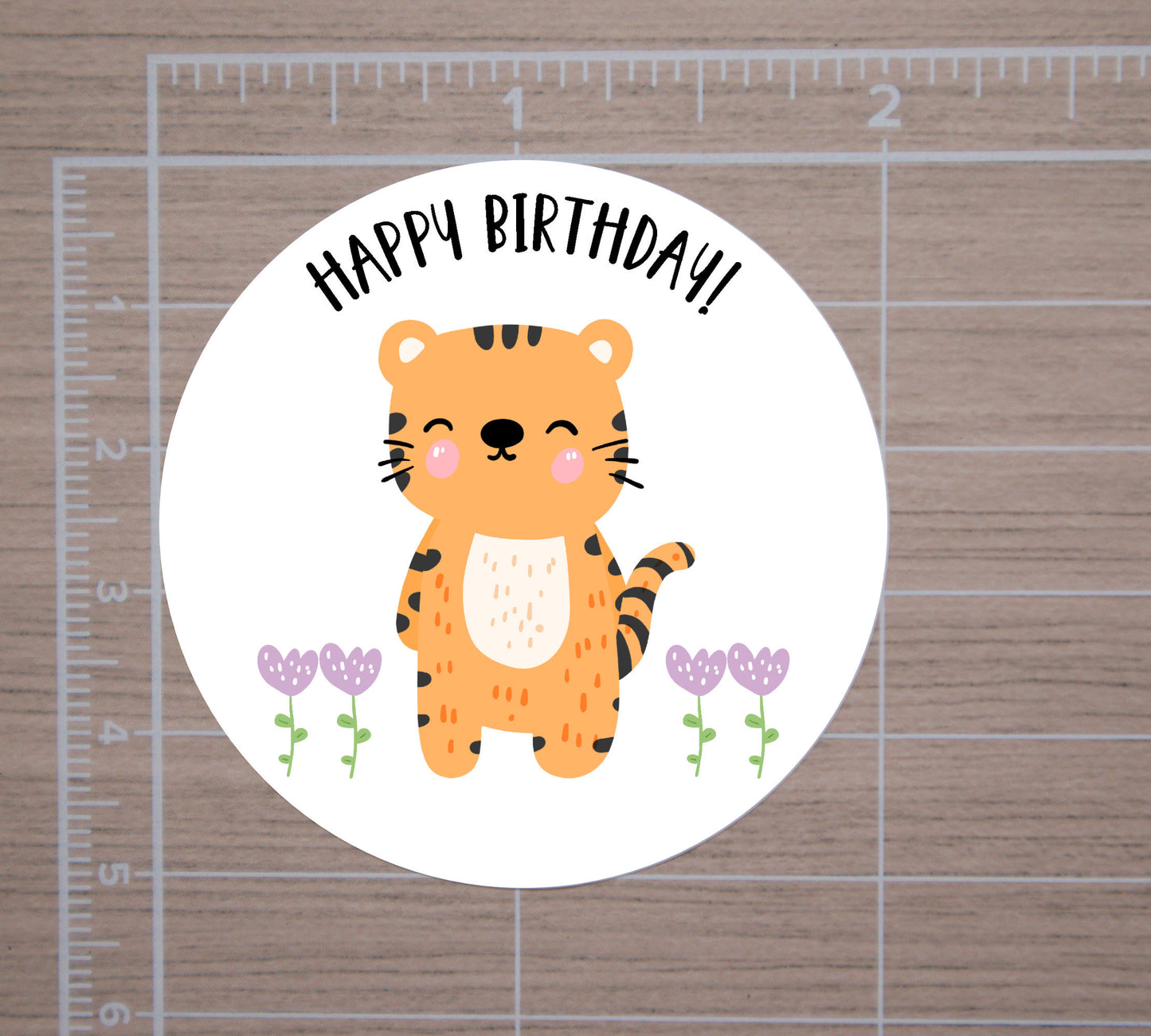 Happy Birthday Animal Round Stickers, Gift Card Envelope Seals, Gift Wrap Stickers, 2" Circle Stickers | Set of 12