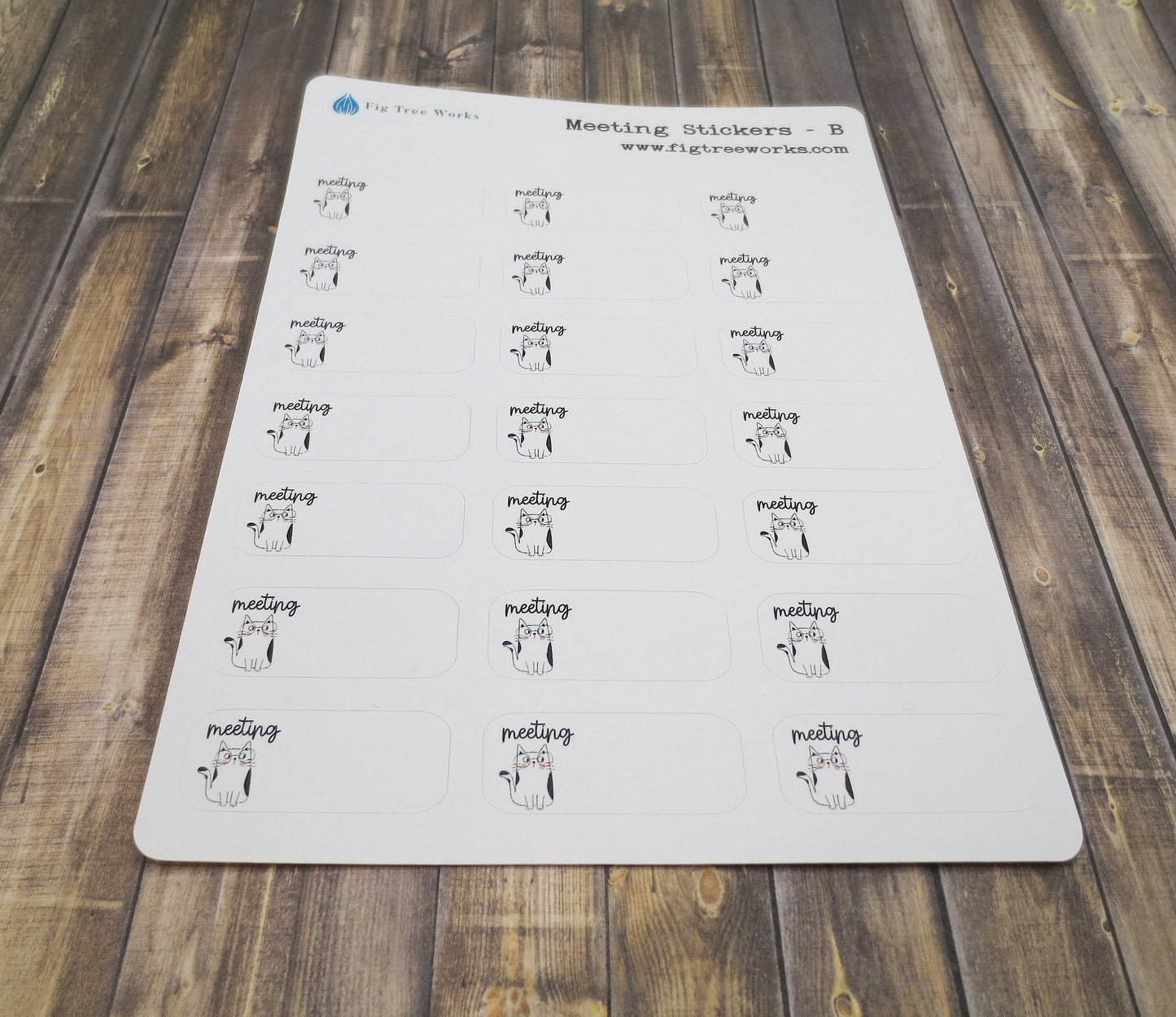 Meeting Reminder Stickers Cat Design