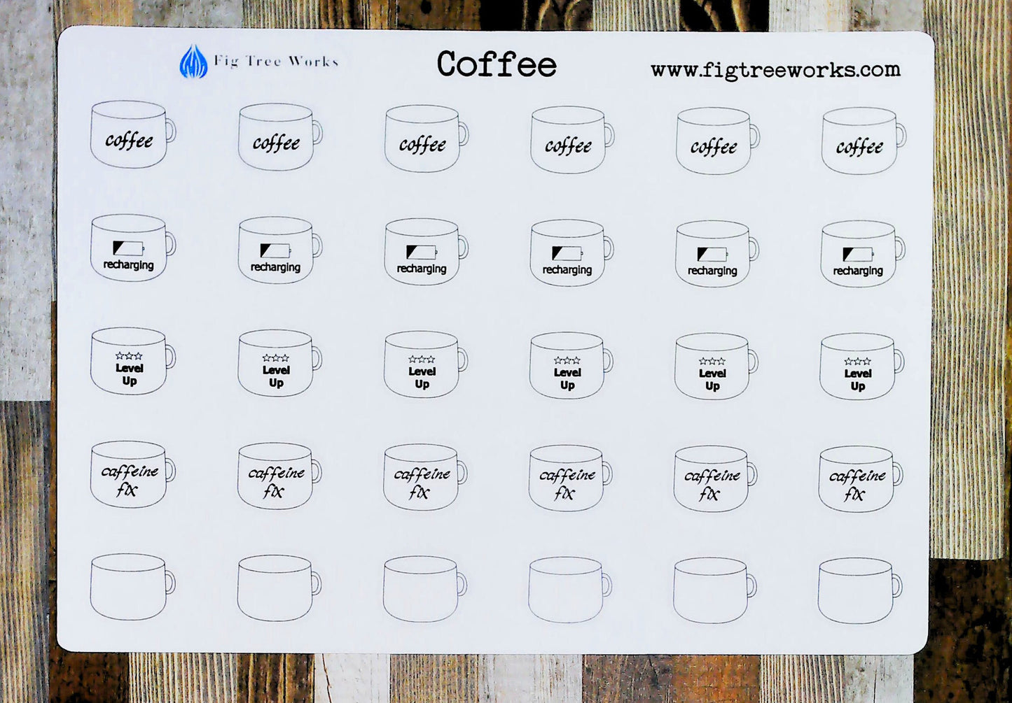 Coffee Mugs Sticker Sheet | Planner and Journal Stickers | Decoration Stickers | Matte Finish