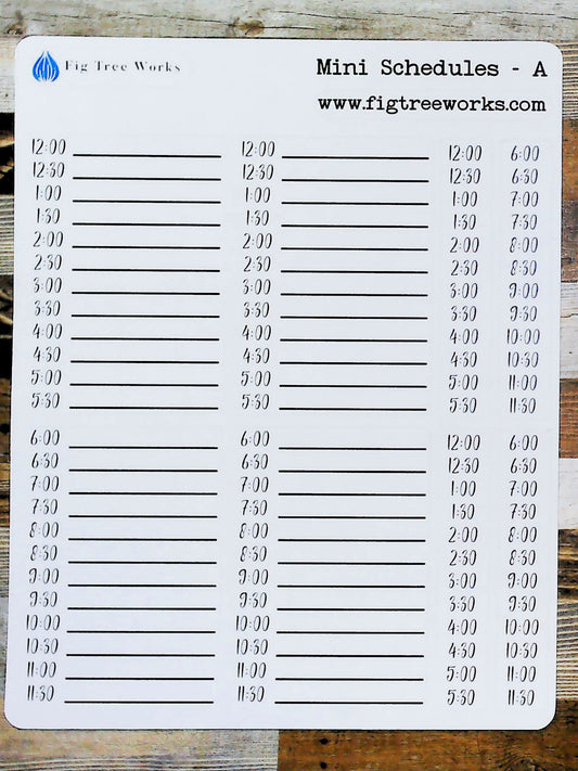 Mini Schedules Planner Stickers | Vertical Schedule | Planner and Journal Stickers | Matte Finish | Style A