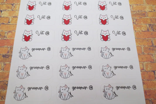 Vet Cat Appointment Stickers, Groomer Cat Appointment Stickers | Reminder Planner Sticker Sheet, Kiss Cut, Matte Finish