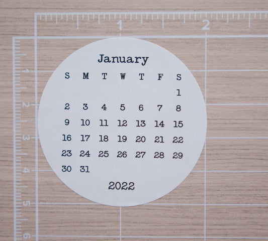 Round Mini Calendar Stickers for Planners and Journals | 2023, 2024, or 2025 | 2" Circle Monthly Stickers, Die Cut, Glossy Finish