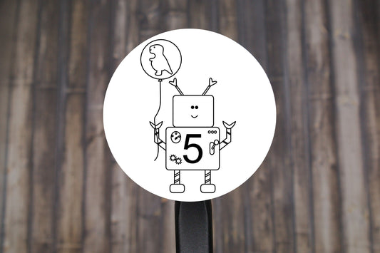 Birthday Robot with Age Round Stickers, Envelope Seals, Gift Wrap Stickers, 2" Circle Stickers