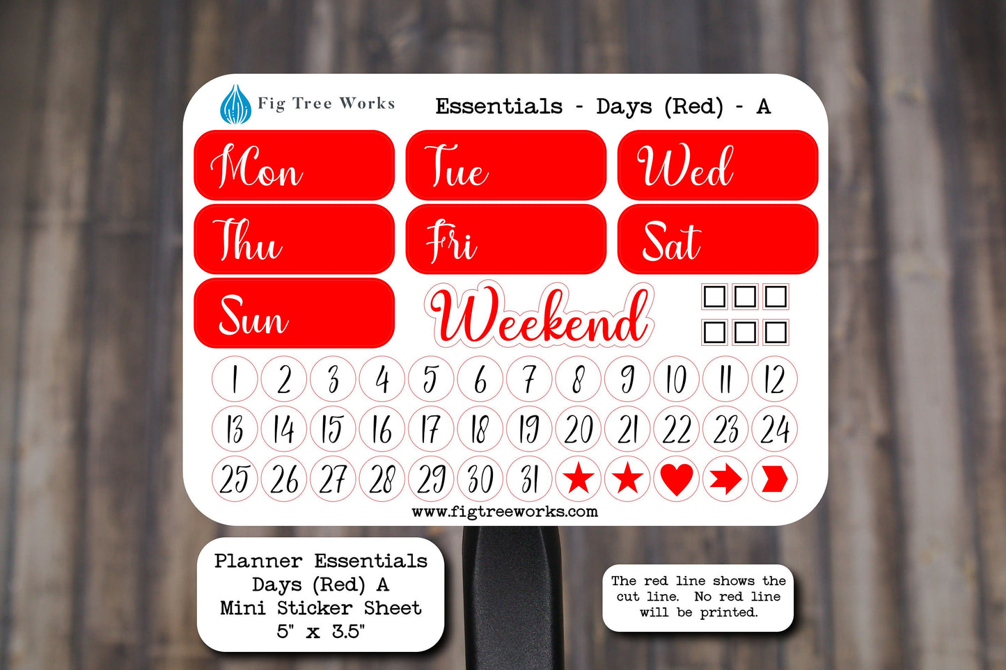 Planner Essentials Day Headers Mini Sticker Sheet With Day Dots and Checkboxes | Kiss Cut, Matte Finish | Multiple Colors | Style A