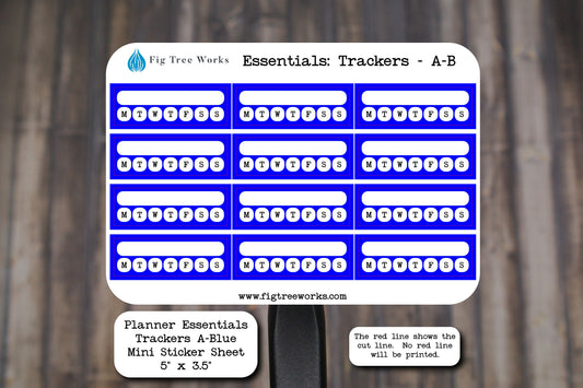 Planner Essentials Trackers Mini Sticker Sheet | Habit Tracker Stickers | Matte Finish | Style A Multiple Colors Available