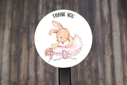Thank You Ballerina Round Stickers, Party Favors 2" Circle Stickers | Set of 12