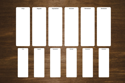 Blank Month Header Long Stickers for Planners and Journals | Calendar Header Stickers | Matte Finish | Set of 12