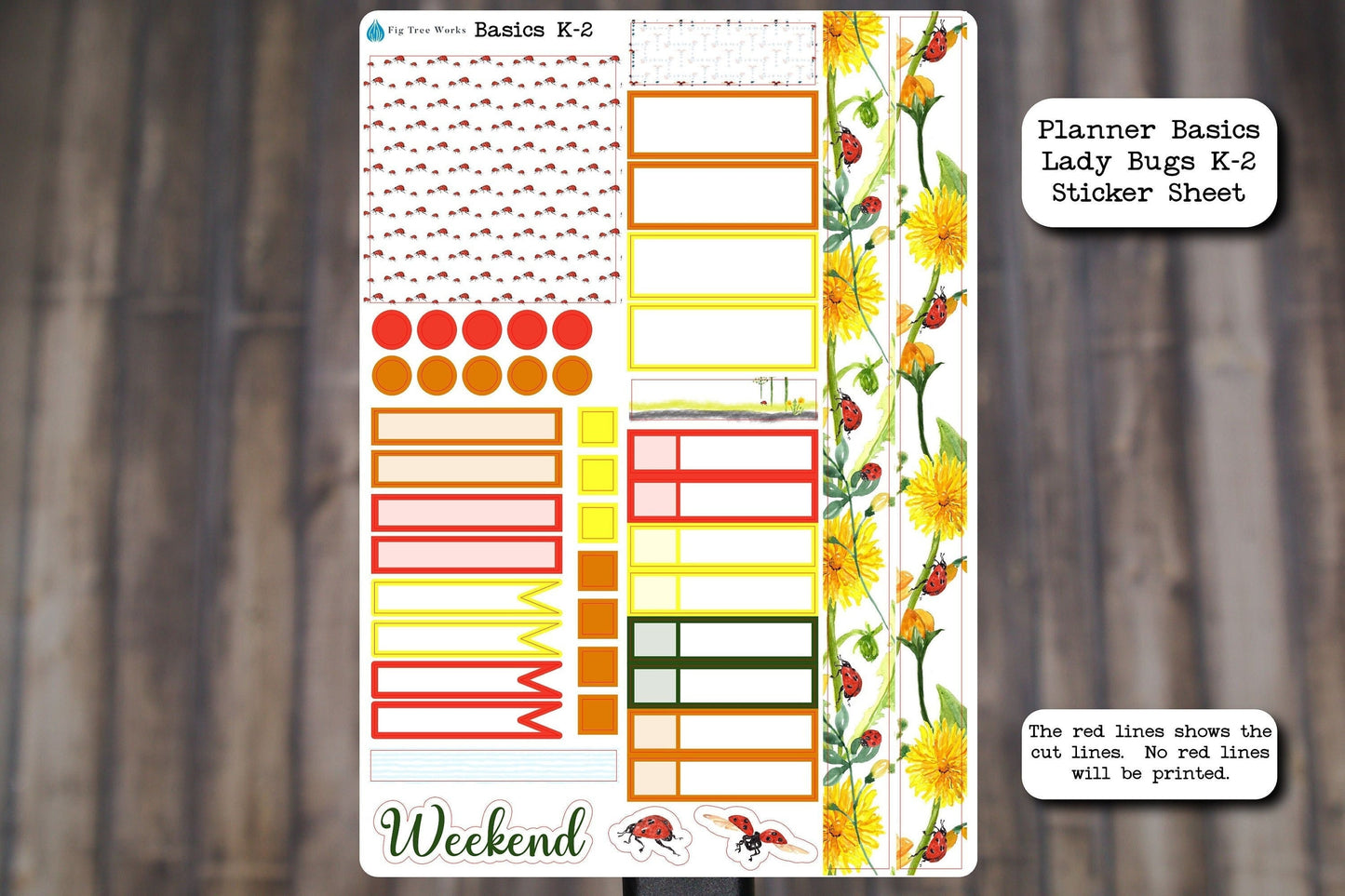 Planner Basics Ladybugs Sticker Sheet K-2