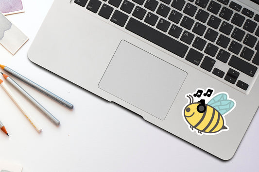 Music Bee Sticker | Die Cut, Glossy, Vinyl | Bee Sticker