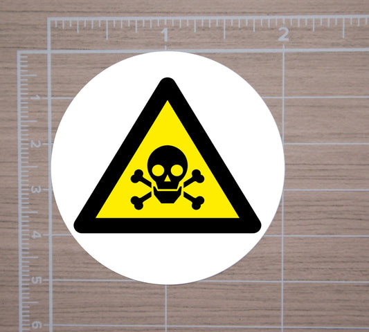 Toxic Warning Label Round Stickers, Warning Seals, Warning Stickers, 2" Circle Stickers | Set of 12