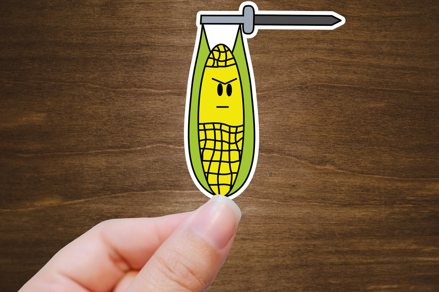 Angry Corn Vinyl Sticker