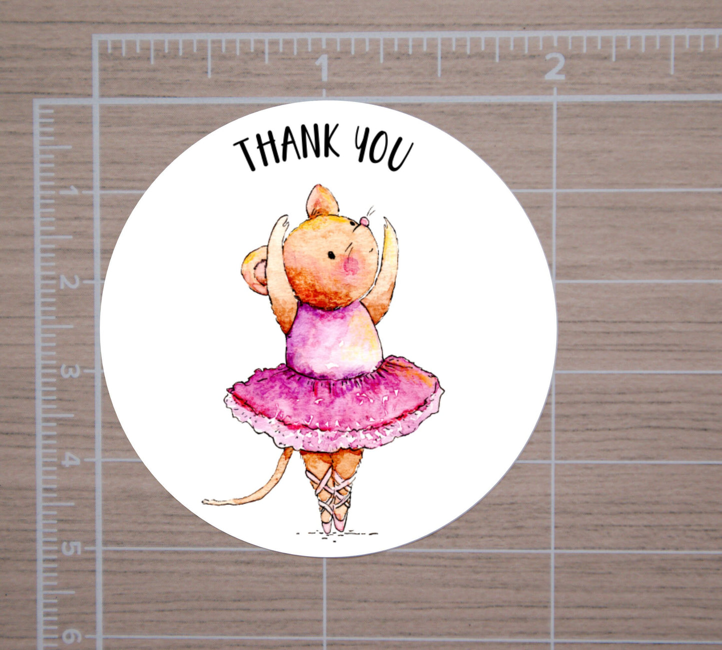 Thank You Ballerina Round Stickers, Party Favors 2" Circle Stickers | Set of 12