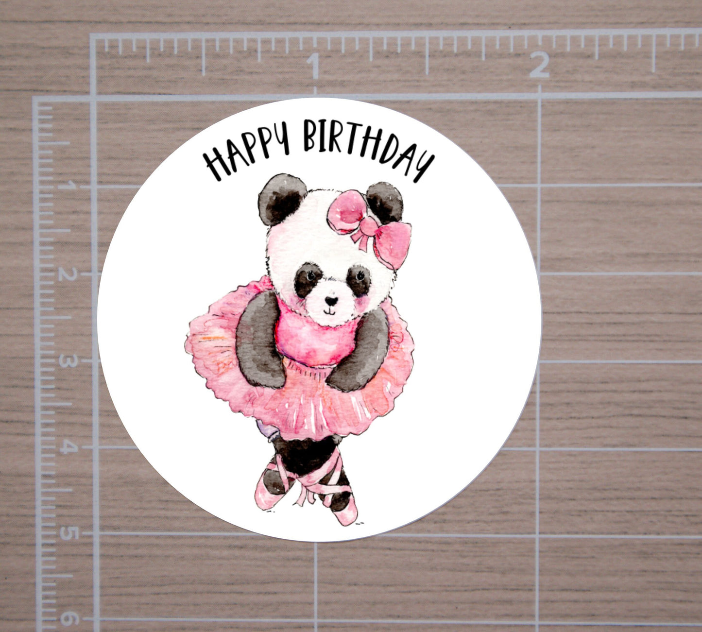 Happy Birthday Animal Ballerina Round Stickers, Gift Card Envelope Seals, Gift Wrap Stickers, 2" Circle Stickers | Set of 12