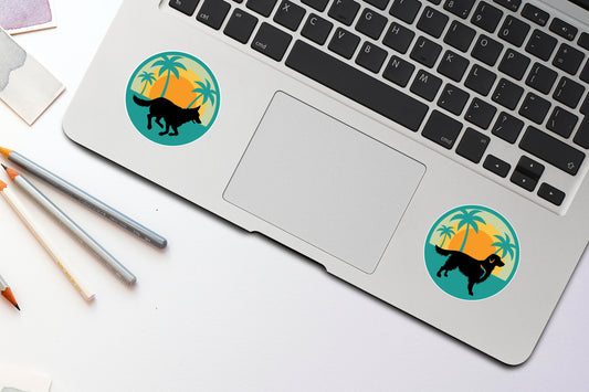 Retriever Sunset Background Sticker | Die Cut, Glossy, Vinyl | Retriever Sticker