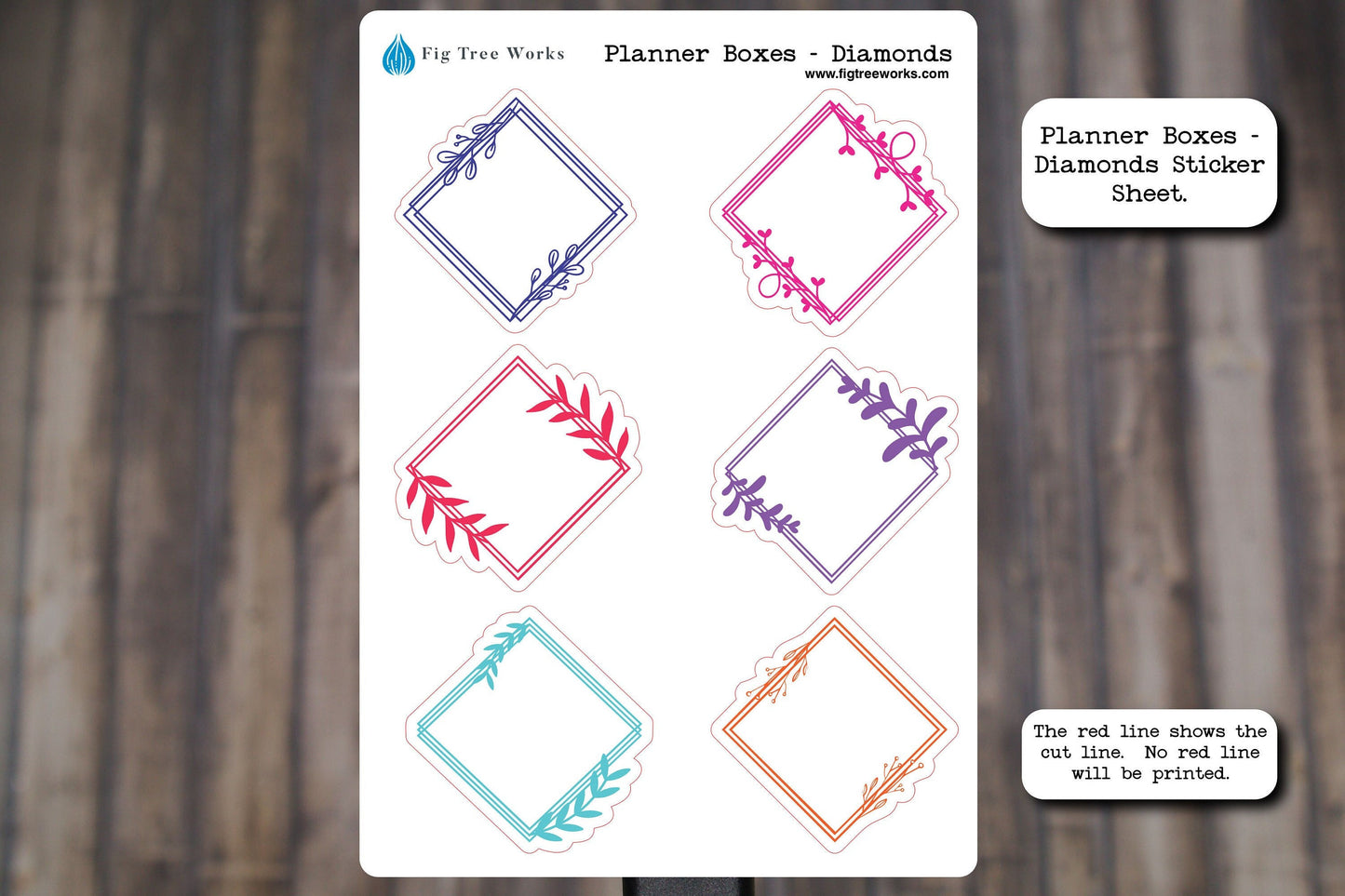 Planner Boxes Diamonds Sticker Sheet | Planner and Journal Stickers | Decoration Stickers | Matte Finish