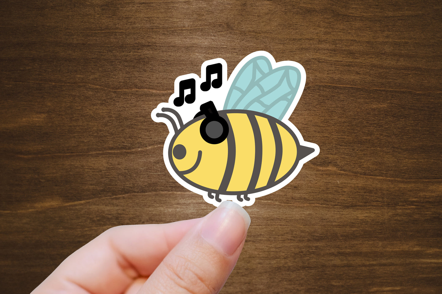 Music Bee Sticker | Die Cut, Glossy, Vinyl | Bee Sticker