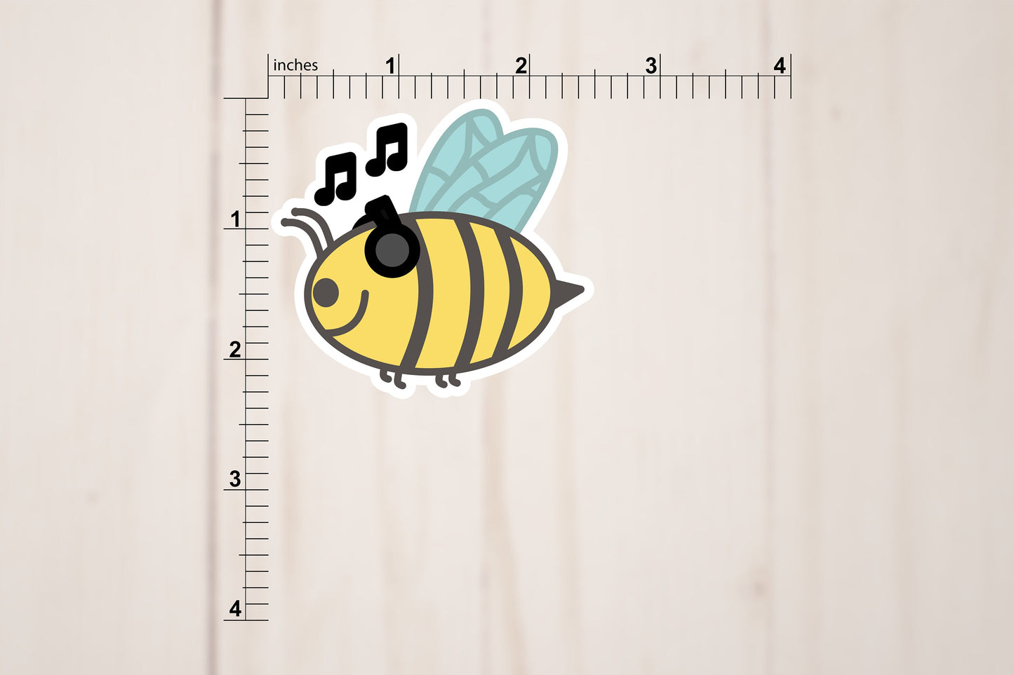 Music Bee Sticker | Die Cut, Glossy, Vinyl | Bee Sticker