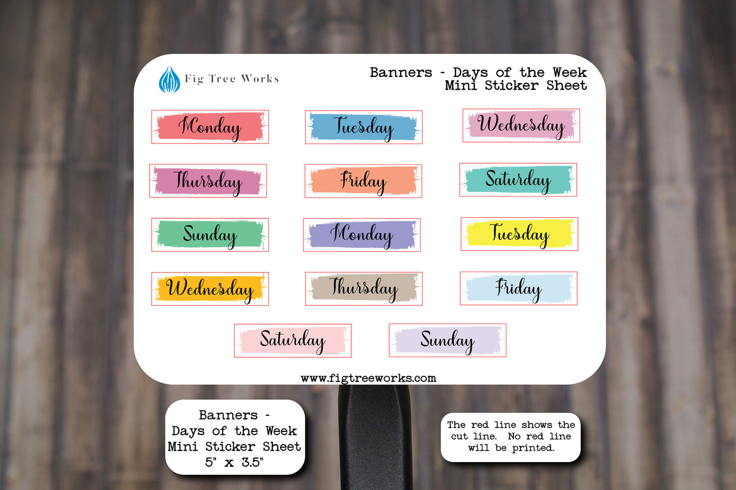 Days of the Week Banner Headers Mini Sticker Sheet for Planner Stickers for Planners, Journals and Notebooks | Kiss Cut, Matte Finish