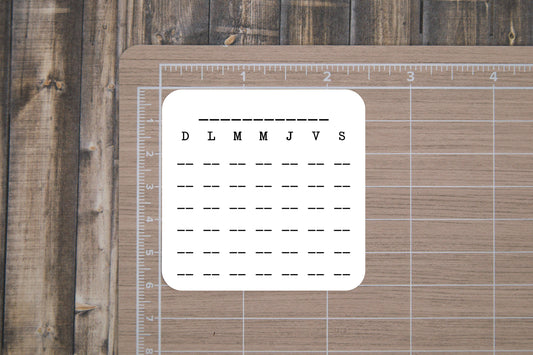 Undated Mini Calendar Stickers in Spanish | Write Your Own Month | Monthly Stickers, Die Cut, Matte Finish | SPANISH LANGUAGE