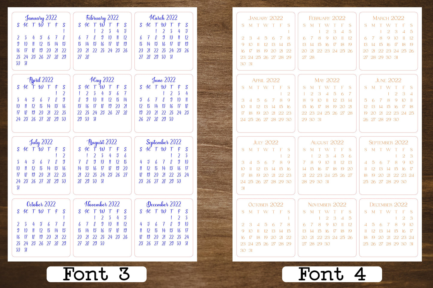 Custom Color and Font Calendar Stickers | Start With Any Month in 2023 | For Planners and Journals | Monthly Stickers Matte Finish