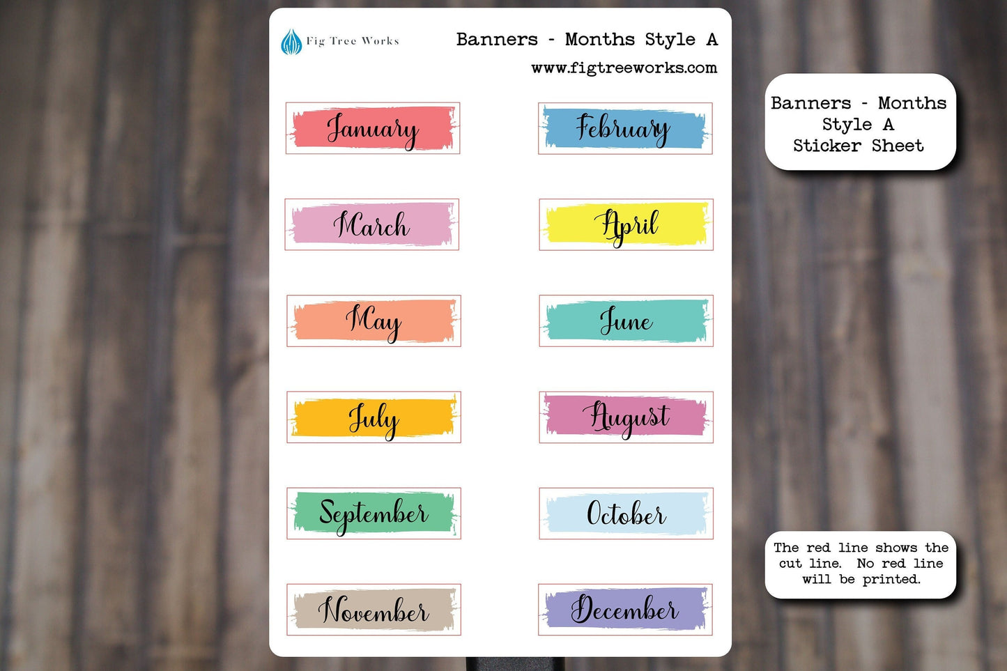 Months Banner Sticker Sheet | Months Header for Planner Stickers for Planners, Journals and Notebooks | Kiss Cut, Matte Finish | Style A