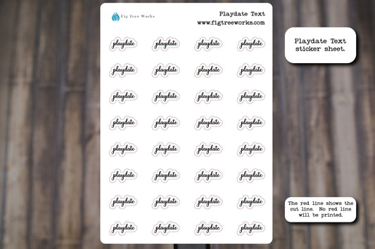 Playdate Text Stickers, Play date Script Stickers for Planners, Journals, and Notebooks | Mini Scripts