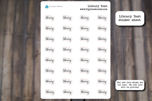 Library Text Stickers, Library Script Stickers for Planners, Journals, and Notebooks | Mini Scripts