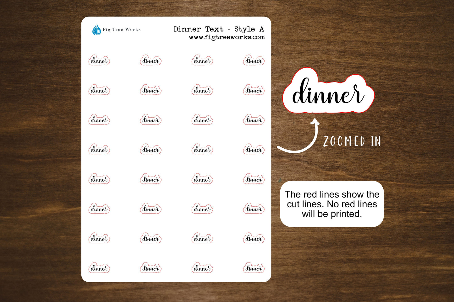 Dinner Text Stickers for Planners, Journals, and Notebooks | Mini Scripts | Style A