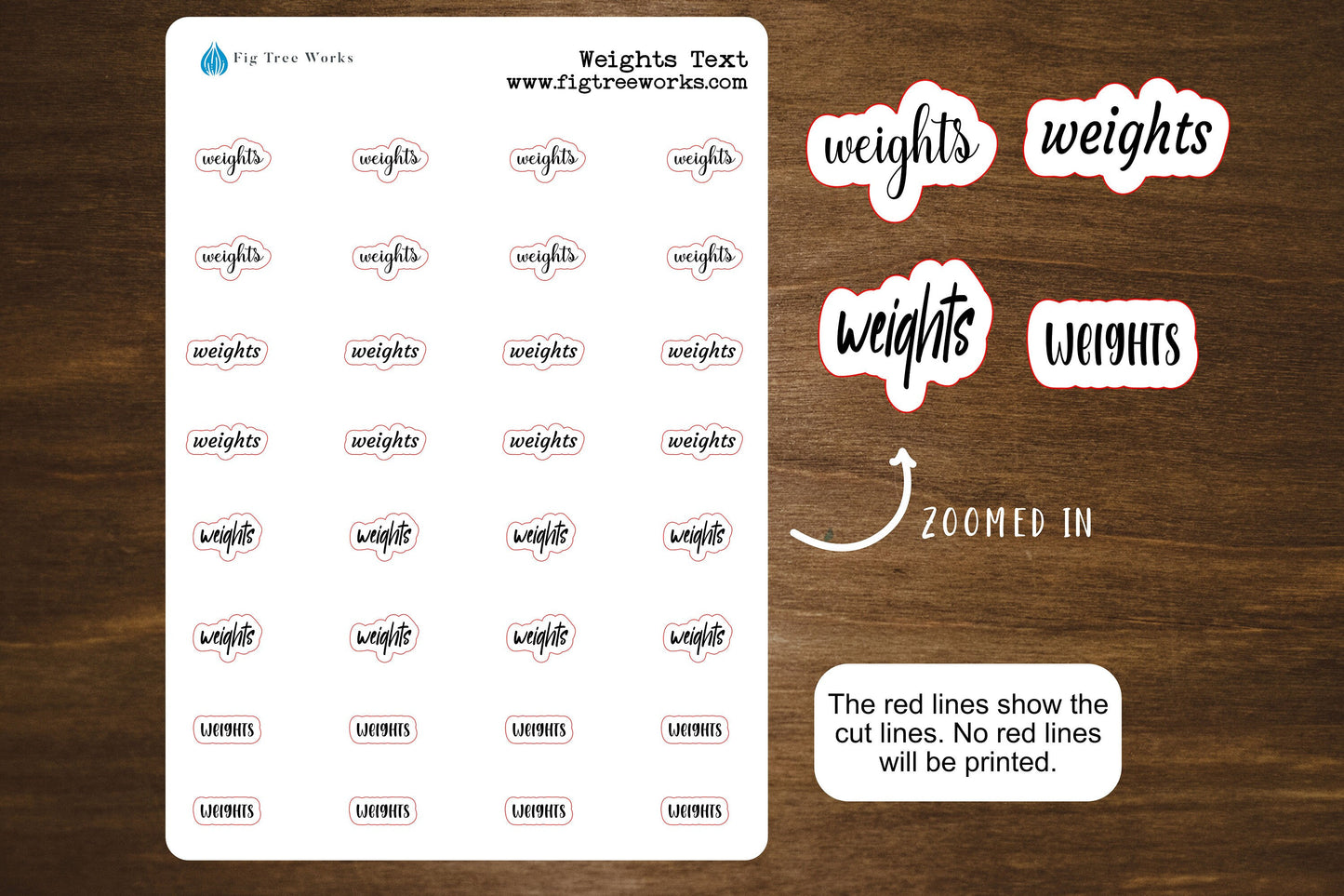 Weights Text Stickers for Planners, Journals, and Notebooks | Mini Scripts