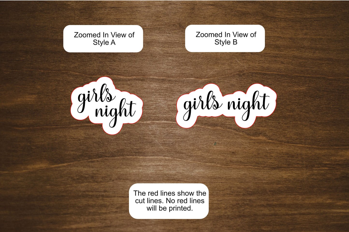 Girls Night Text Stickers, Girls Night Stickers for Planners, Journals, and Notebooks | Mini Scripts