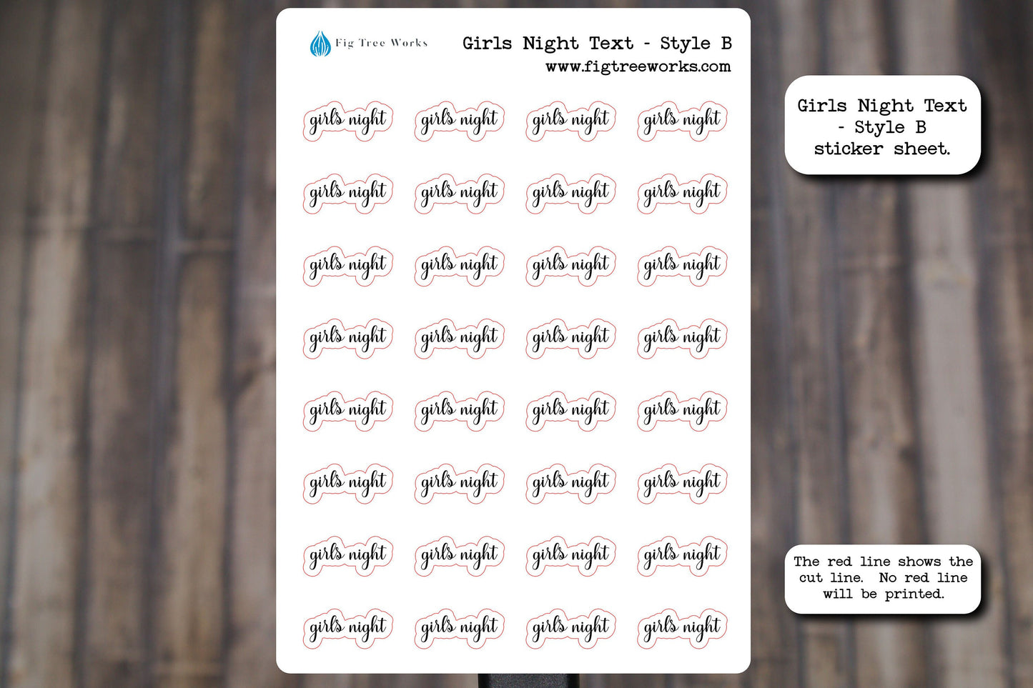 Girls Night Text Stickers, Girls Night Stickers for Planners, Journals, and Notebooks | Mini Scripts