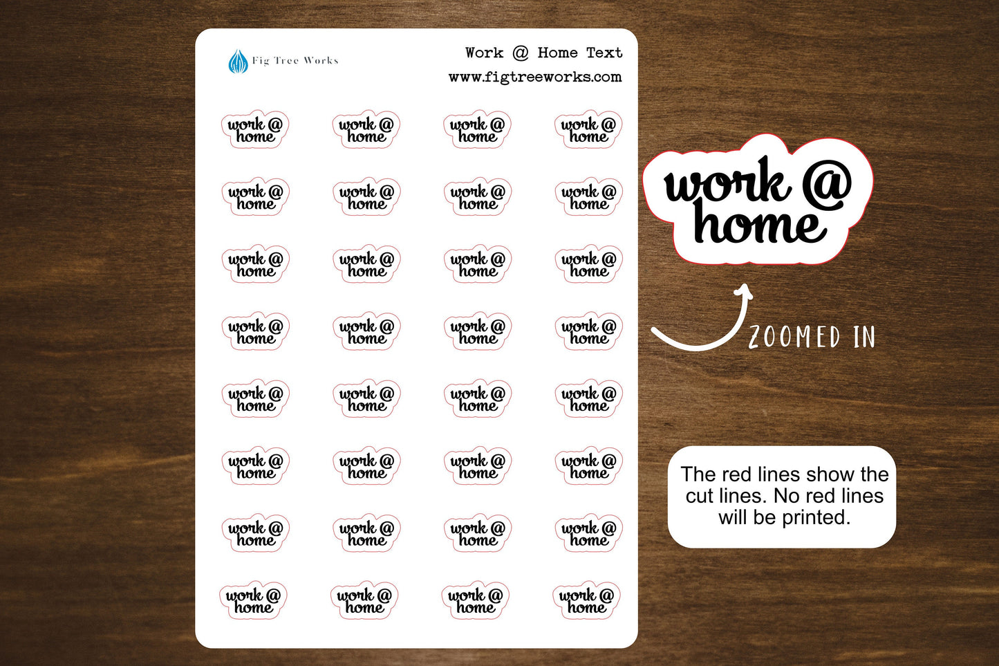 Work At Home Text Stickers | Script Stickers for Planners, Journals, and Notebooks | Mini Scripts