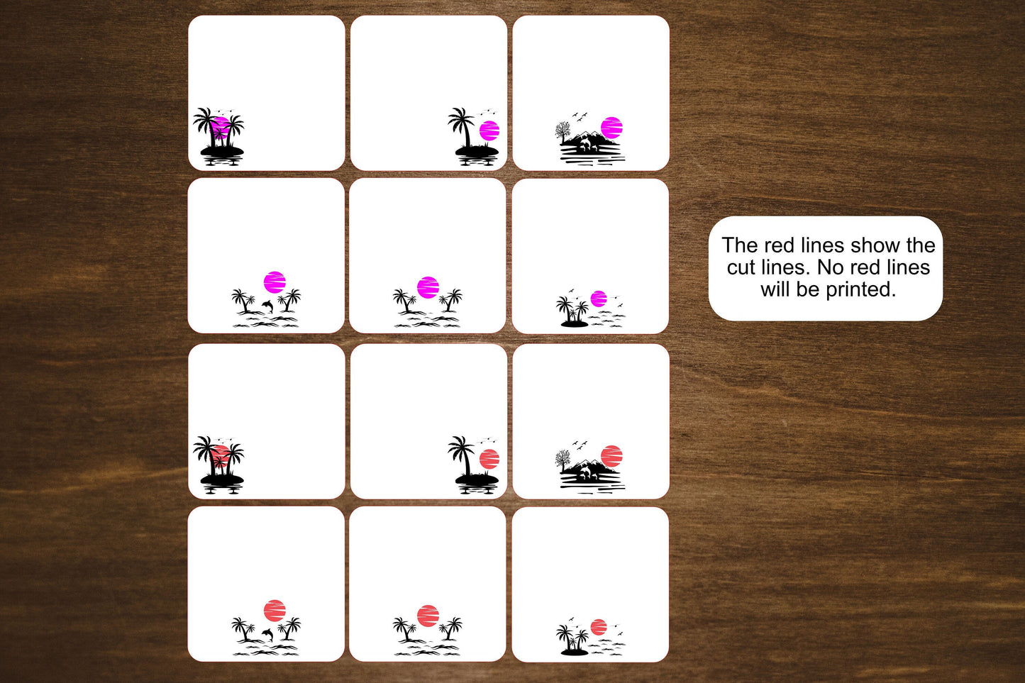 Palm Trees Note Mini Stickers | For Planners and Journals | Note Stickers, Die Cut, Matte Finish | 12 per Sheet